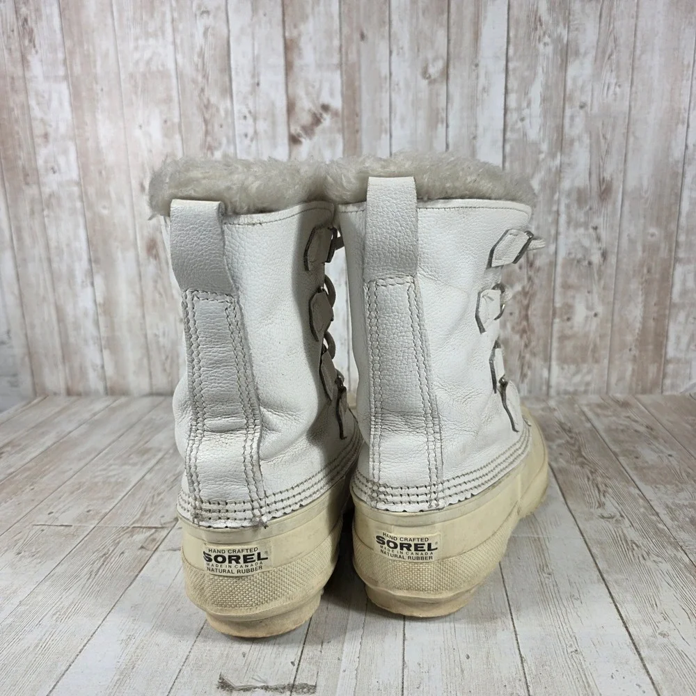 Sorel Women's White Waterproof Winter Snow Boots Insulated Fur Lined Size‎ 9